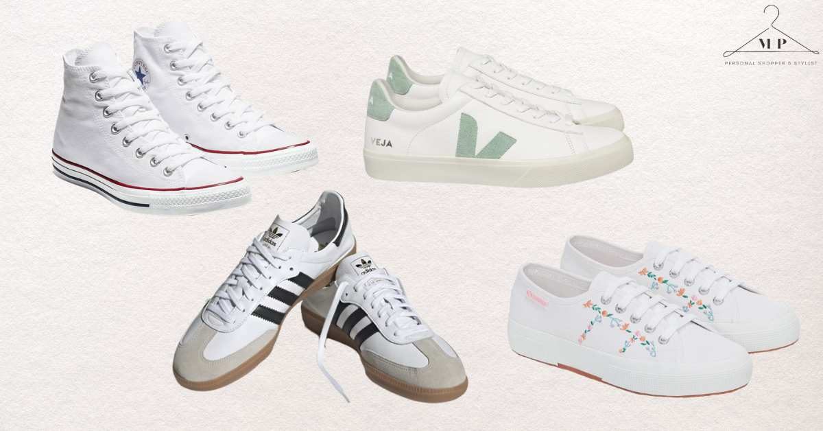 a few different pair of classic white trainers