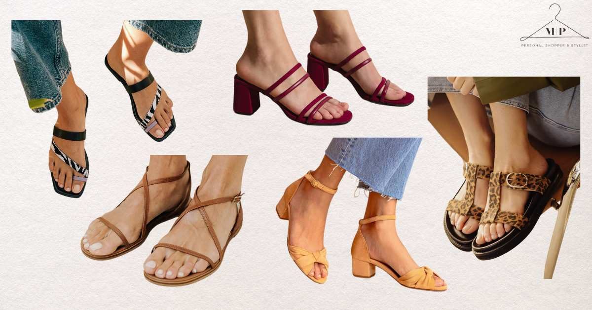 a few different pair of stylish sandals