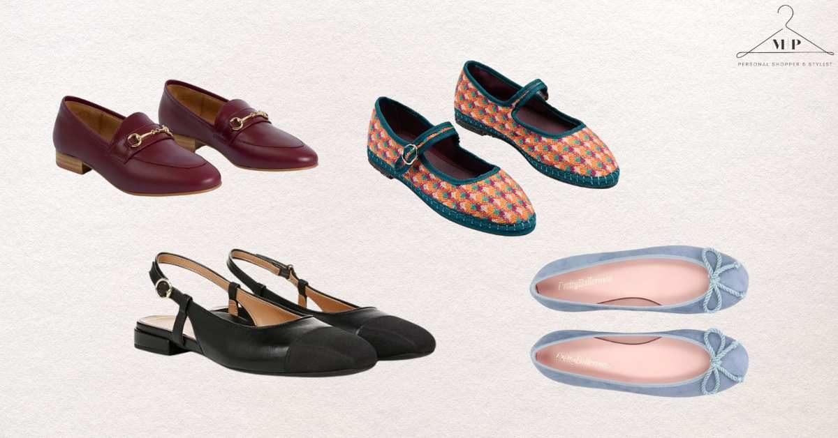 a few different pair of elegant flat shoes