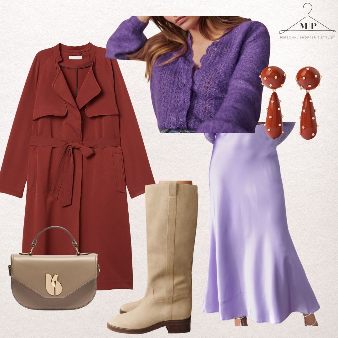 Trendy outfit combining the colours of the season