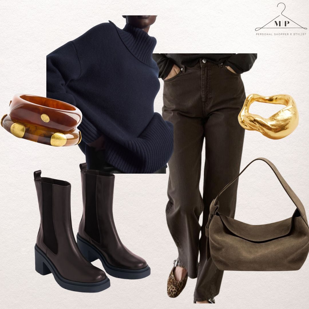 Trendy outfit combining the colours of the season