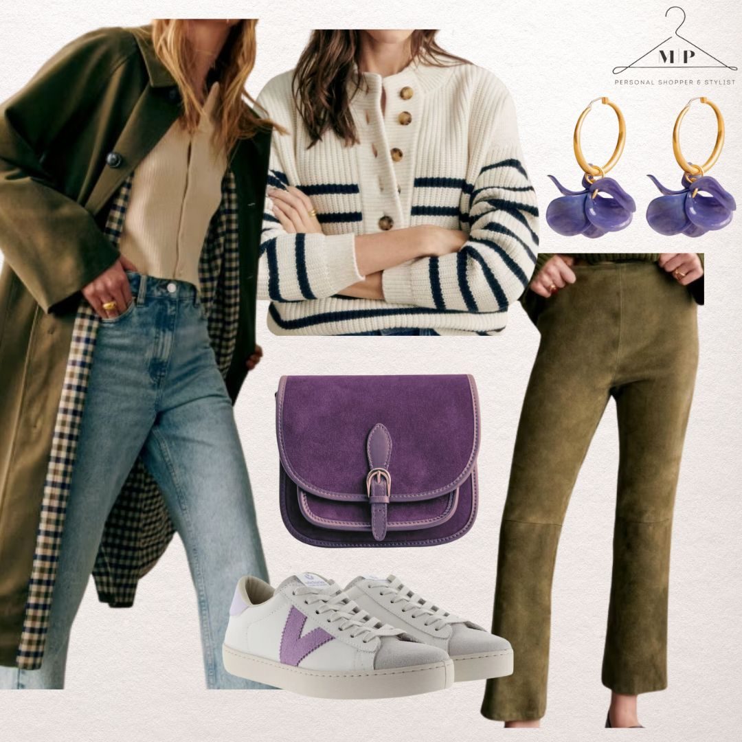 Trendy outfit combining the colours of the season