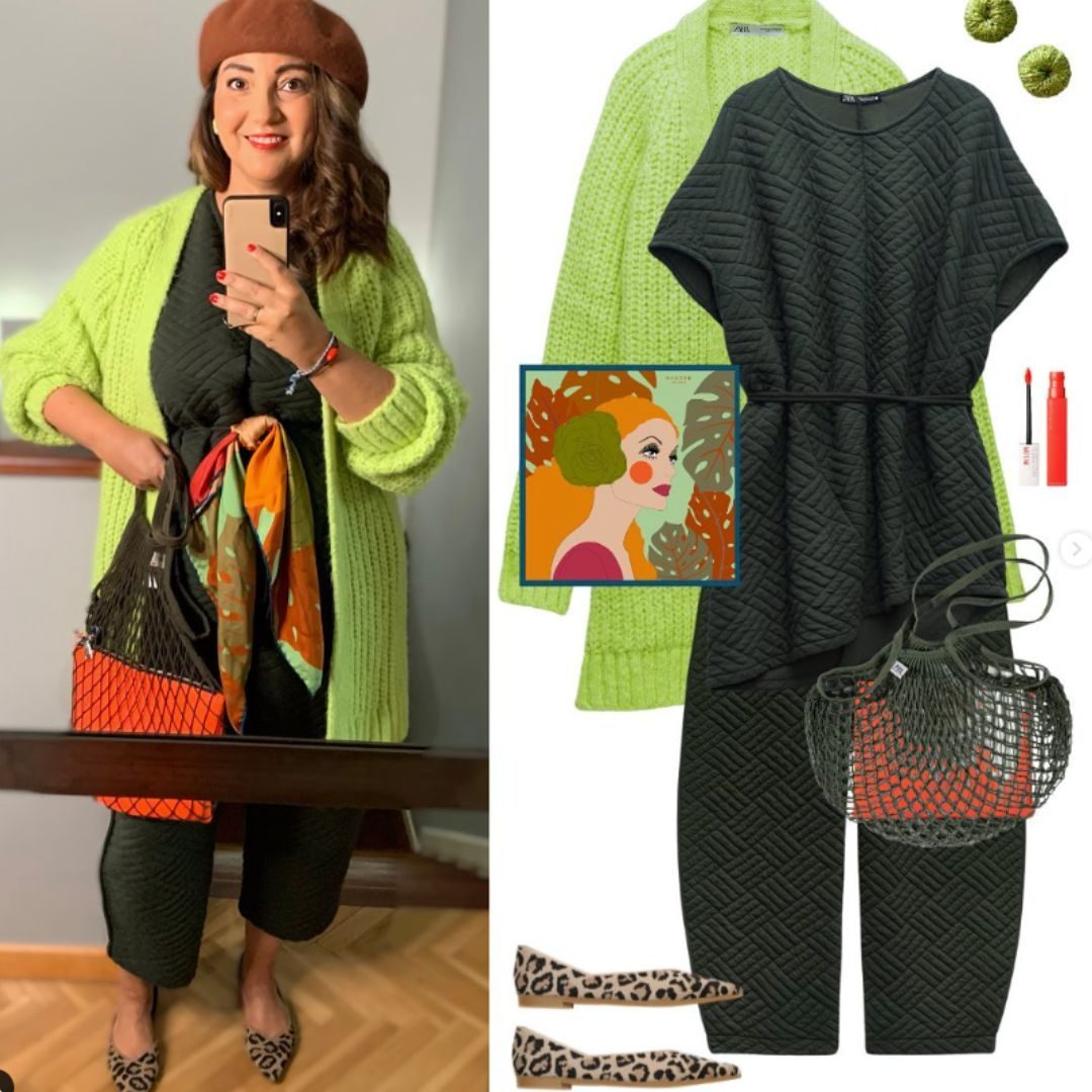 colourful outfit with printed accessories