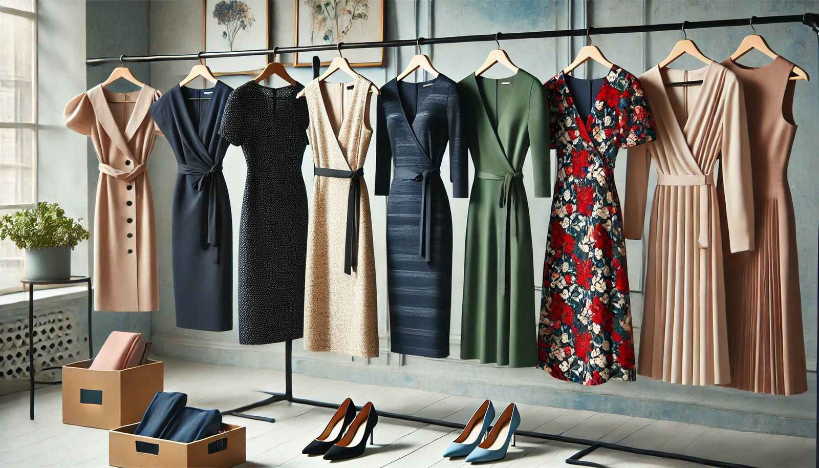 a selection of chic dresses for the workplace